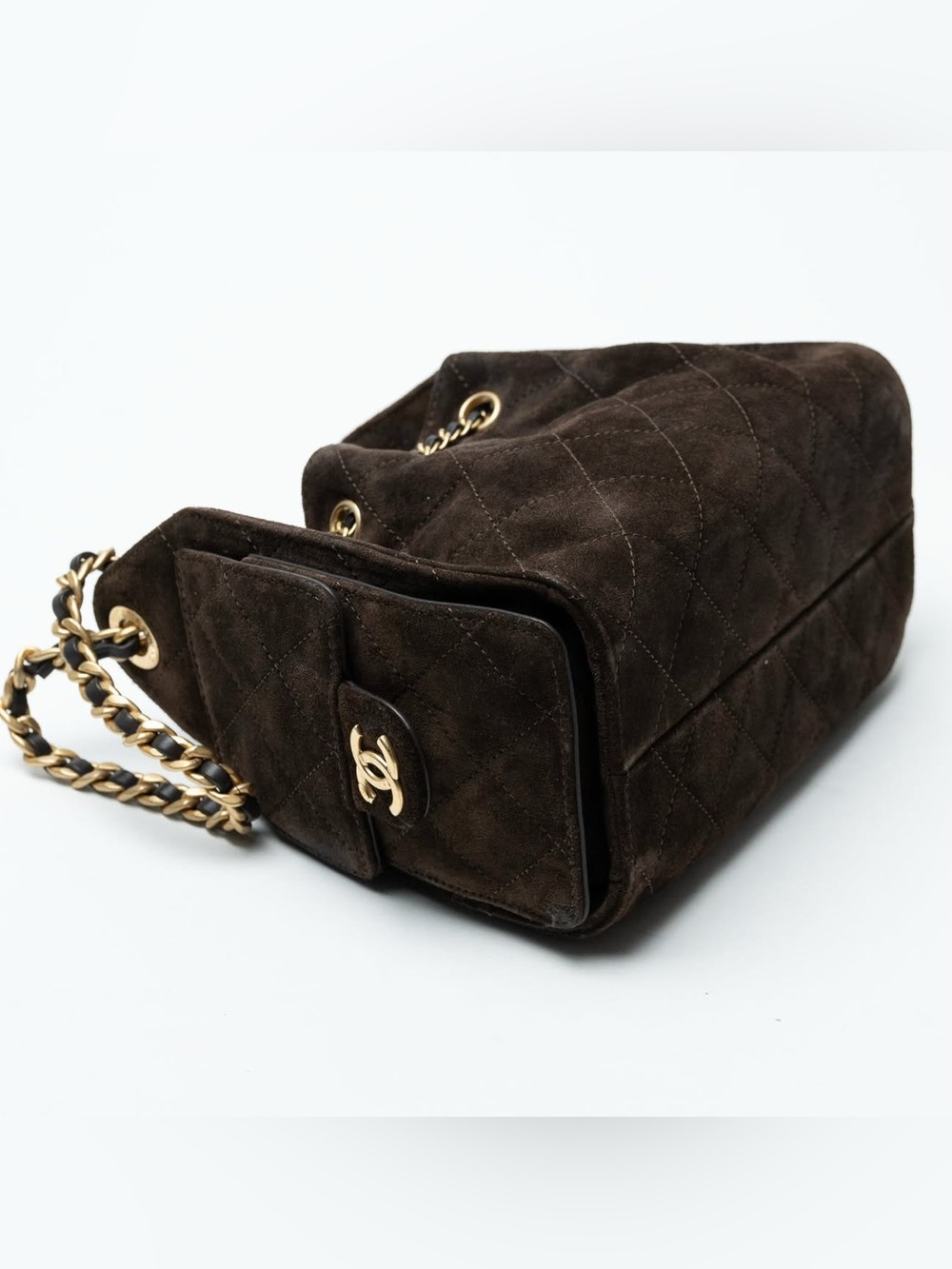 *RARE* Chanel 25 Mini Dark Brown Suede Calfskin Gold Hardware - Full Set - Picture 6 of 17